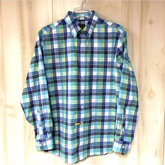 Jos. A. Bank Other - Jos A. Bank Blue Green White Plaid Cotton Button Down Shirt Sz L